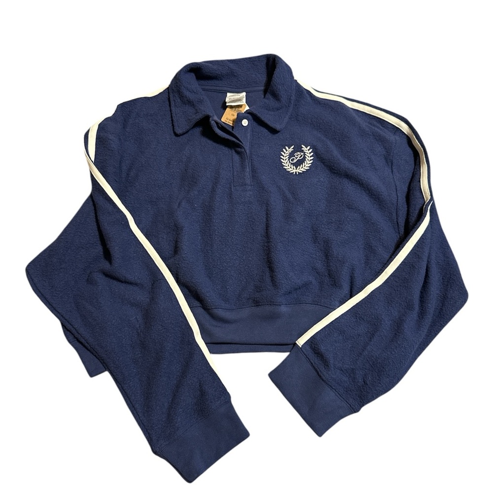 NWT Victoria’s Secret PINK cropped sweatshirt navy stripe